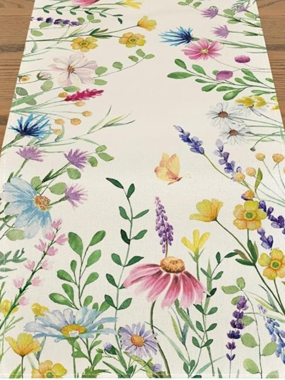 Daisy Eucalyptus Lavender Floral Leaves Summer Table Runner Sp